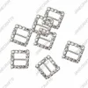 15mm 30pcs Square Rhinestone Buckle Invitation Ribbon Slider For Wedding Supply Silver Color rhinestone bikini connectors3216