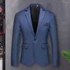 Men's Suits Spring Fall Men Lightweight Stylish Slim Fit Suit Coat With Lapel Pockets For Business Wedding Party Single Button Black