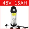 Battery 48V 15AH lithium battery Kettle Cylindrical Aluminum alloy 54.6V lithium ion battery + charger + BMS , electric bike pack Free cus