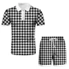 남자 트랙 슈트 폴로 슈트 패션 남자 세트 남성 3d 컬러 여름 v- 넥 지퍼 짧은 슬리브 셔츠 반바지 2 조각 캐주얼