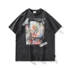 TKPA American hip-hop trendy Instagram spoof impresso camiseta de manga curta para homens e mulheres camisa de meia base grande