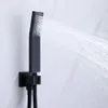 BAKALA pomme de douche à main carrée tout en laiton chromé ou noir avec support de connecteur mural et tuyau en acier inoxydable de 15 m 240108