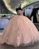 Dresses Elegant Pink Princess Quinceanera Dress 2023 Bow Butterfly Applique Bead Crystal Birthday Prom Sweet 16 Gown Vestidos De 15 Anos