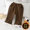 Pantaloni per neonate Pantaloni casual alla moda Coreano a vita alta Pantaloni per abbigliamento caldo spesso invernale per bambini carini