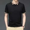 Herrpolos sommarskjorta varumärke kläder bomull kort ärm företag avslappnad randig designer homme camisa andas