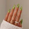 Faux ongles vert yeux de chat amande réutilisable portable long faux pour bricolage décorations d'art d'ongle salon