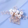 Pinces à cheveux peigne à 8 dents pour fille, avec perles en alliage préservant la couleur, fleur pour demoiselle d'honneur, mariage, rencontres, Shopping