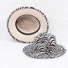 Berets Zebra-Druck-Stil Boater Frühling Sommer Großhandel Fedora Hüte Kappe Frauen Männer Breite Krempe Unisex Jazz Filzhut für Erwachsene