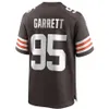 كرة القدم جيرسي مايلز غاريت 95 جو فلاكو 15 نيك تشوب 24 Amari Cooper 2 Njoku 85 Brown Color Men Size S-XXXL Titched Jerseys