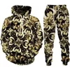 Fatos masculinos coleção criativa flor casal hoodies duas peças 3d impresso rua pulôver calças conjunto outono/inverno roupas terno