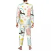 Heren nachtkleding Vrolijk Pasen Herfst Kleurrijk Ei Grafisch Casual Oversize Pyjama Sets Heren Kawaii Slaap Nachtkleding met lange mouwen