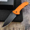 Couteau BM Couteaux de poche tactiques pliants Poignée orange Tourelle 980 EDC Couteaux Flipper Camping Chasse Équipement de survie Couteau d'auto-défense