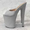 Olomm Handmade Women Platform Mules Sandals Sexy Stiletto Heels Round Toe Beautiful Pink Party Shoes Ladies US Plus Size 6-12