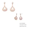 Dangle Oorbellen Fashion CZ Diamond Teardrop Hanger Ketting Zilveren Charme Sieraden Set Kerst Verjaardagscadeau