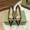 Tasarımcı Elbise Ayakkabı Bayanlar Ayak Toe High Topuklu Lüks Siyah Sarı Sandalet Moda Klasik Kadınlar Düğün İnce Topuk Tek Ayakkabı Boyutu 35-40