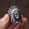 Vintage Indian Chief Ringe für Männer 14K Weißgold Biker Herrenring Riesiger Punk Hip Hop Ring Modeschmuck Geschenk