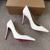 Chaussures à talons de styliste pour femmes, bas rouges, chaussures de bureau, ballerines, talons brillants, noir, nu, en cuir verni, escarpins