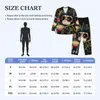 Homens sleepwear drumming macaco primavera bonito animal impressão vintage oversized pijama conjunto homens manga longa kawaii diário personalizado casa terno