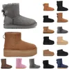 2024 Nueva Australia Australia Al aire libre Invierno Nieve Ultra Mini Plataforma Bota Diseñador Botas para mujer Piel Mullido Cuero Tobillo Botines Castaño Negro Rosa Mocasines Zapatos