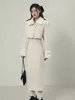 ワークドレス高品質の冬の豪華なウール2ピースセット女性衣装韓国ファッションスイートジャケットコートロングスカート2スーツ
