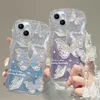 Custodie per cellulari di lusso Farfalla Glitter Custodia morbida trasparente per iPhone 15 14 13 12 11 Pro Max XR XS X 7 8 Plus Cover in silicone con cordino a catena L240105