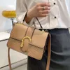 Bolsa feminina com padrão de crocodilo 2024 nova textura de alta qualidade e bolsa crossbody elegante, bolsa de ombro único coreana de alto valor estético