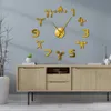 Haltérophilie Fitness bricolage horloge géante salle de sport autocollant mural montre 3D horloge murale de luxe créatif mur Art décor pour salle de sport 240106