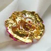 Brooches Fashion Red Rose Brooch With Sparking Rhinestone Elegant Floral Corsage Jewelry Accessories For Women's Clothes