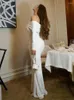 Casual Dresses Tossy White Pleated Slim Maxi Dress Elegant For Women Patchwork Off-Shoulder Fashion High midje Ladies Solid Party