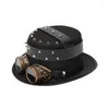 Bérets Steampunk Top Hat pour hommes avec lunettes Gay Bowler Party Costume Carnaval Discothèque Dropship