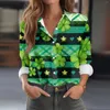 Women's Blouses Fashion Clothes Tees Spring Elegant Streetwear Autumn Women Clothing Clovers Print Green Shirts For Top Casual Blouse