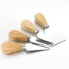 Couteaux 4 pièces/couteau à fromage en acier inoxydable manche en bambou en bois Pizza pain crème outil de cuisson accessoires de cuisine Cutter