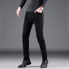Классические деловые повседневные мужские джинсы 2023, модные черные узкие эластичные джинсовые брюки, мужские роскошные брюки высокого качества, одежда 240108
