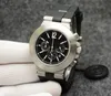 Aluminium-Quarz-Chronograph, Saphirglas, 44 m, Herrenuhr, gummierte Logo-Buchstabenlünette, leuchtendes Zifferblatt, Gummi