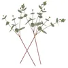 Dekoratif çiçekler 3 adet yapay yeşil bitkiler sahte okaliptüs yaprağı malzeme para sapları demir teller
