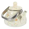 Dinnerware Sets Enamel Teapot 1L Water Tea Kettle Decorative Flower Reusable Pot With Strainer