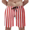 Shorts masculinos vermelho preto branco listra vertical anime causaltop qualidade cordão ajustável respirável secagem rápida calças de praia basquete solto