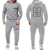 Tracksuits masculinos logotipo personalizado 2 peças conjunto marca moletom com capuz e moletom outono inverno moda casual diy design masculino treino