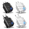 28W Dual USB QC3.0 Quick Charger Fast Charging Wall Charger Eu US Plug For Iphone 15 Pro Max Samsung S24 Xiaomi huawei Lg