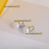 Orecchini a bottone di design per le donne Orecchini a bottone di lusso Orecchini di perle Orecchino d'oro Gioielli a cerchio con diamanti con scatola F Lettera Charm Earing Jewerly Alta qualità 2024