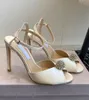 Marca de luxo mulheres sacora sandálias sapatos pérolas contas de cristal salto alto tornozelo tiras festa vestido de casamento senhora gladiador salto sandalias EU35-43 com caixa