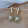 Boucles d'oreilles Champagne perle 925 argent aiguille brillant strass tempérament femmes bijoux fête Premium cadeau mode