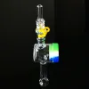 14mm 10mm Giunto NC Kit Tubo di vetro Collettore Nector con chiodo al quarzo Keck Clip Silicone Dab Cera Contenitore per olio Fumatore Piccolo Bong BJ