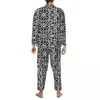 Vêtements de nuit pour hommes Résumé Vache Pyjamas Ensemble Automne Taches noires Imprimer Belle Chambre Mâle Deux Pièces Casual Surdimensionné Personnalisé Cadeau De Nuit