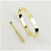 Bangle Designer Gioielli di lusso Bracciali a vite da donna Classico 5.0 Lega di acciaio al titanio Placcato in oro Colori artigianali Oro Sier Rose Never Fa Otutk