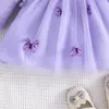 Robes de printemps et d'automne pour filles, robe à manches longues, en maille violette, princesse élégante, pour bébés de 1 à 4 ans
