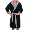 Męski zima przedłużona pluszowa szal Blackobe Home ubrania o długim rękawie płaszcz w kąpieli szlafrok Peignoir Homme Flannelowa szata 240108