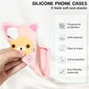 Capas de telefone celular 3D bonito dos desenhos animados rosa urso kawaii capa de silicone macio para iphone 14 13 11 15 pro max 12 mini xs xr x 8 7 plus se 2020 capa engraçadal240105