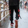 Calças masculinas hip hop preto carga calças corredores sweatpants macacão fitas streetwear harem calças femininas fashions yq240108