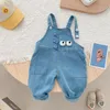 0-5Years Toddler Kids Boy Girl Denim Overalls Cartoon Dinosuar Pocket Loose Jumpsuit Suspender Pant Jeans Outfis Autumn Clothes 240108